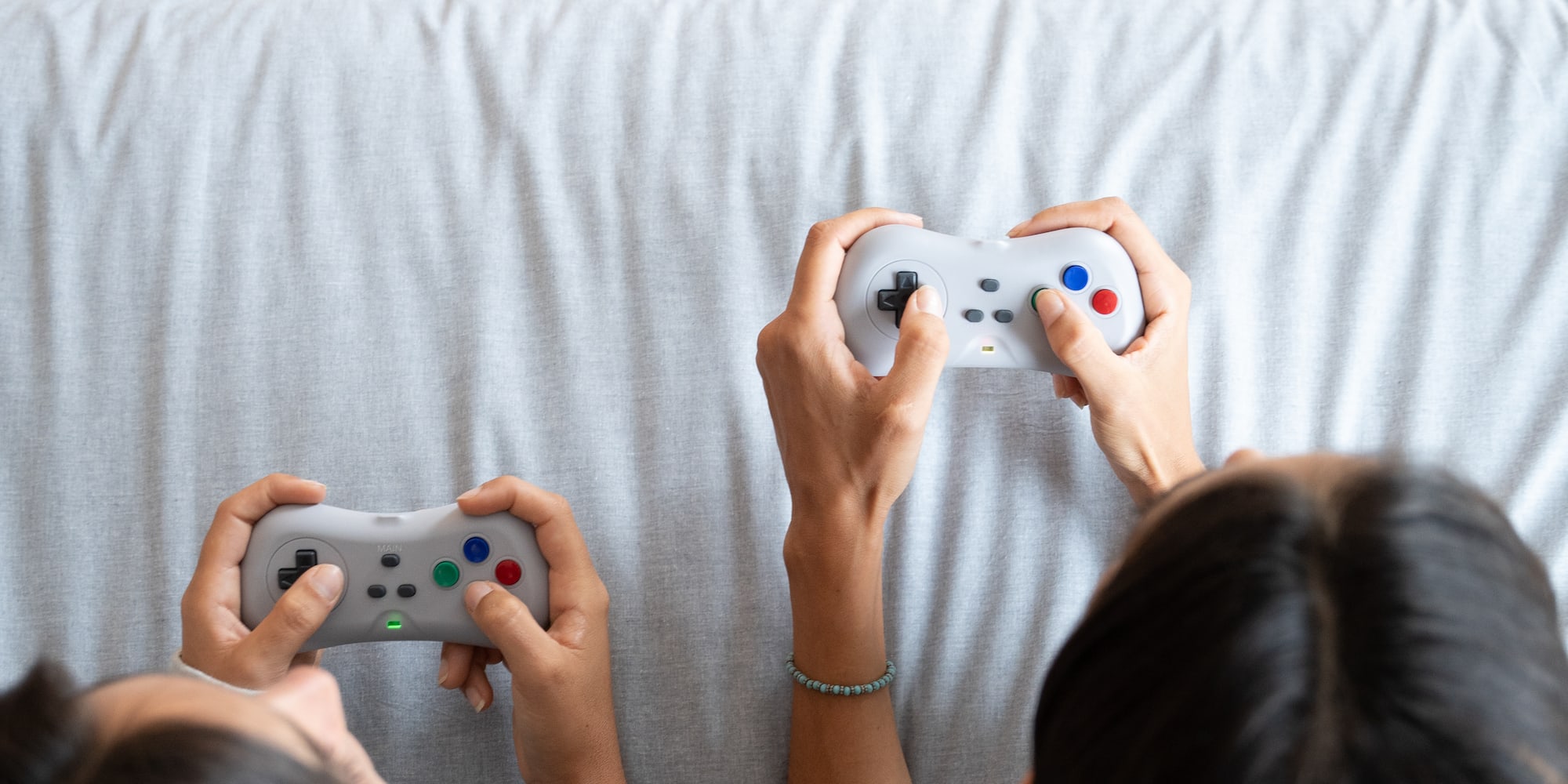 a couple of people playing video games