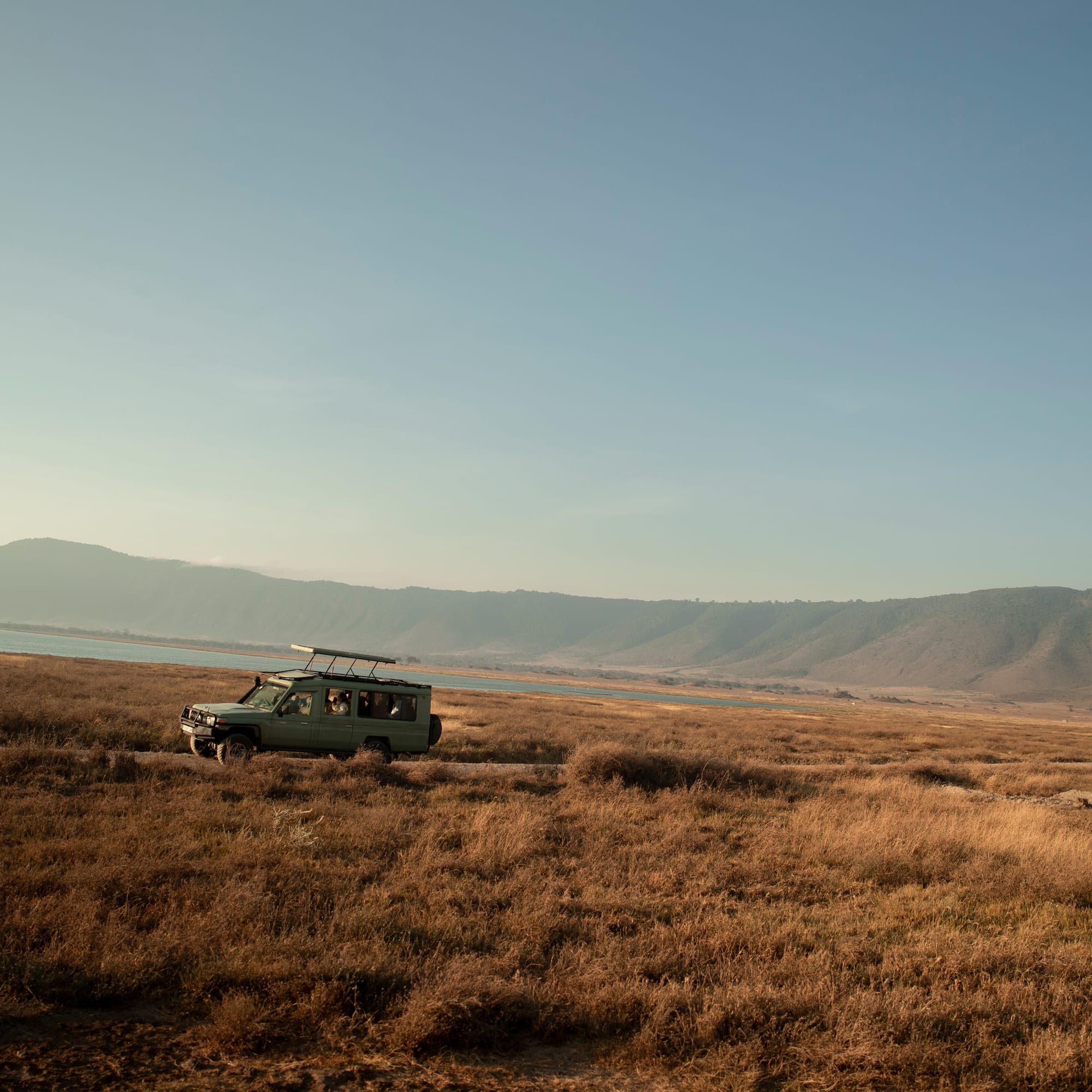 a car driving through a field