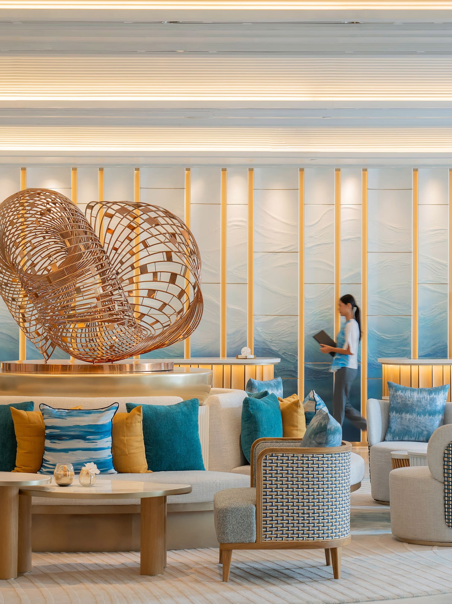 a room with a tv and shelves