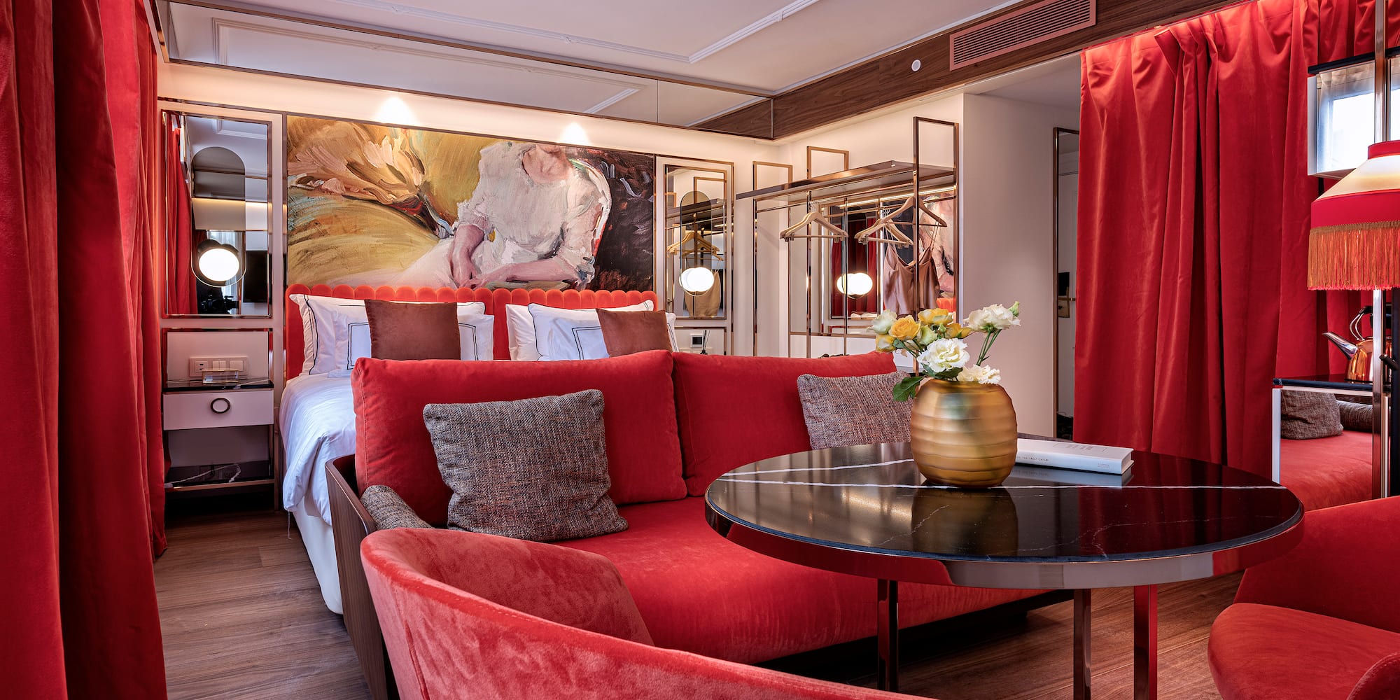 a room with a bed and a couch