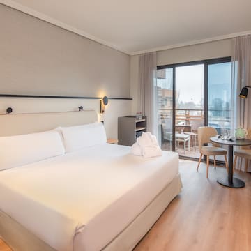 a bed in a room