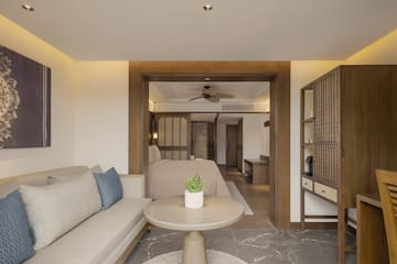 a room with a couch and a bed