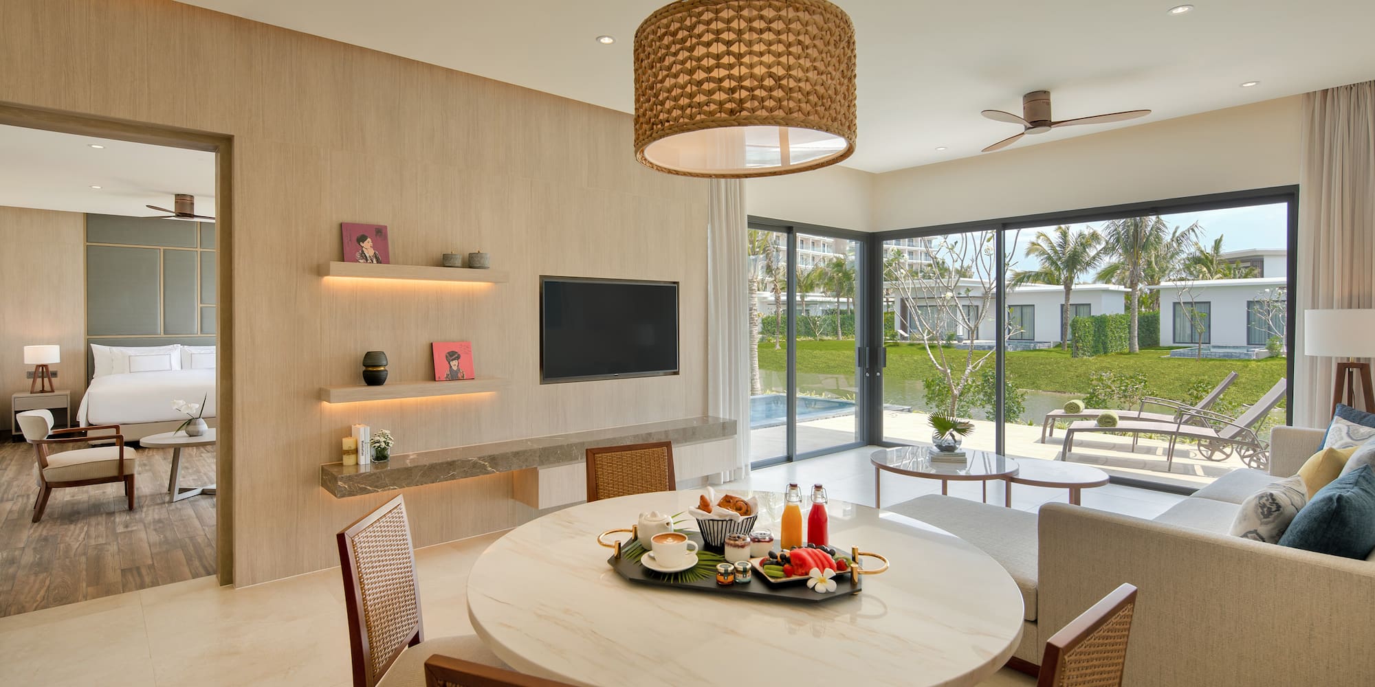 a dining room with a table and chairs