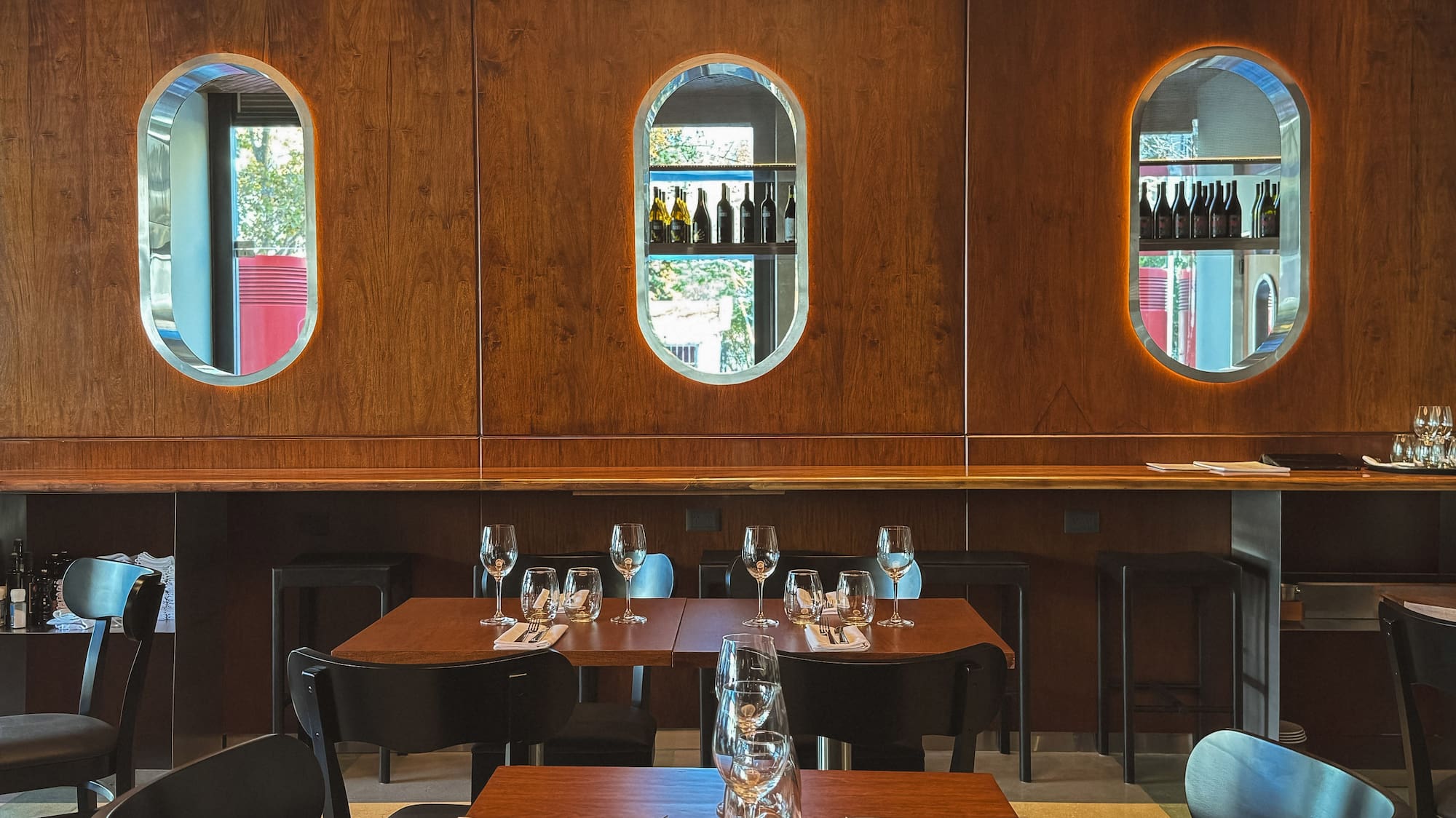 a restaurant with tables and chairs
