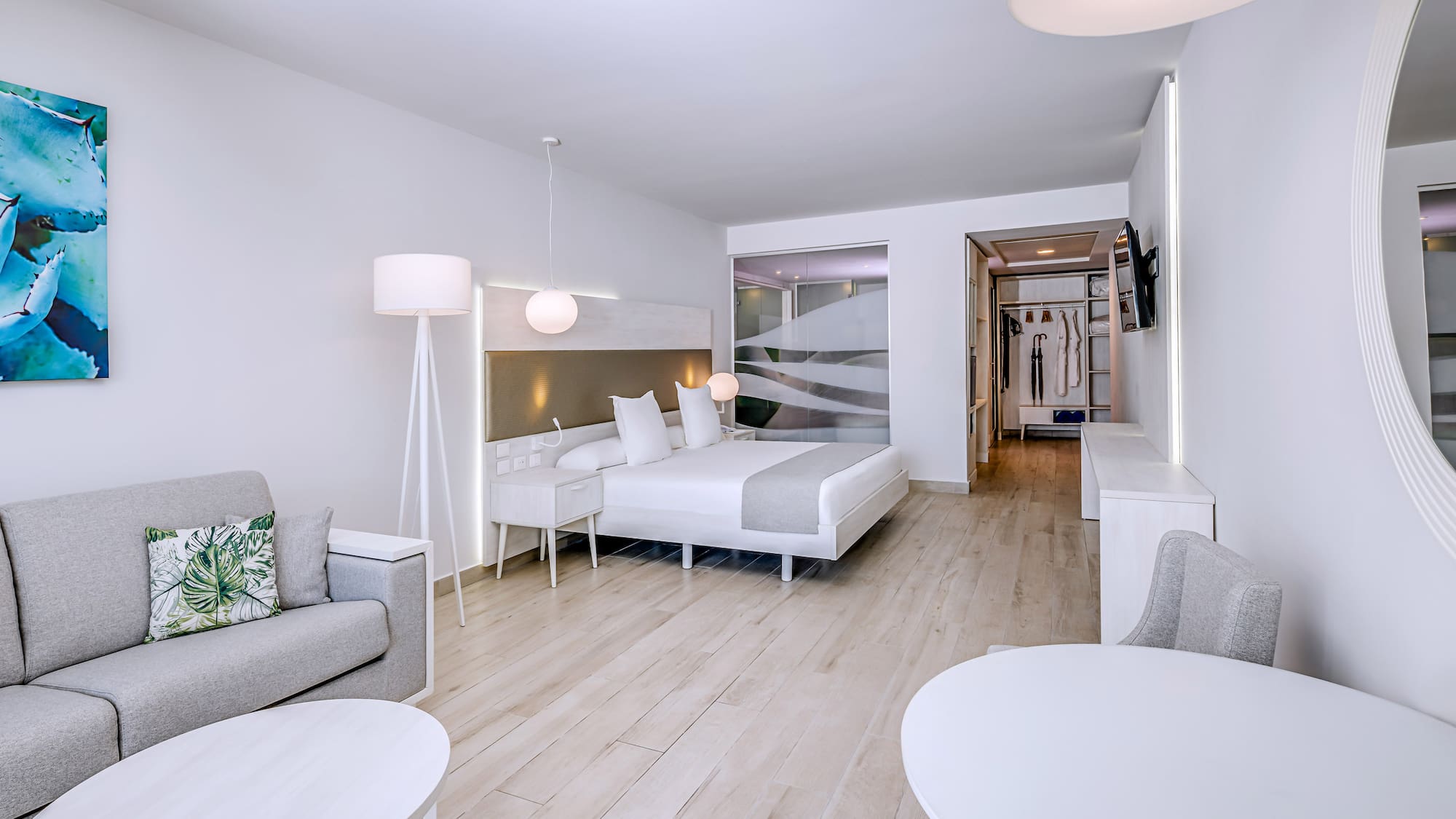 a room with a bed and a couch