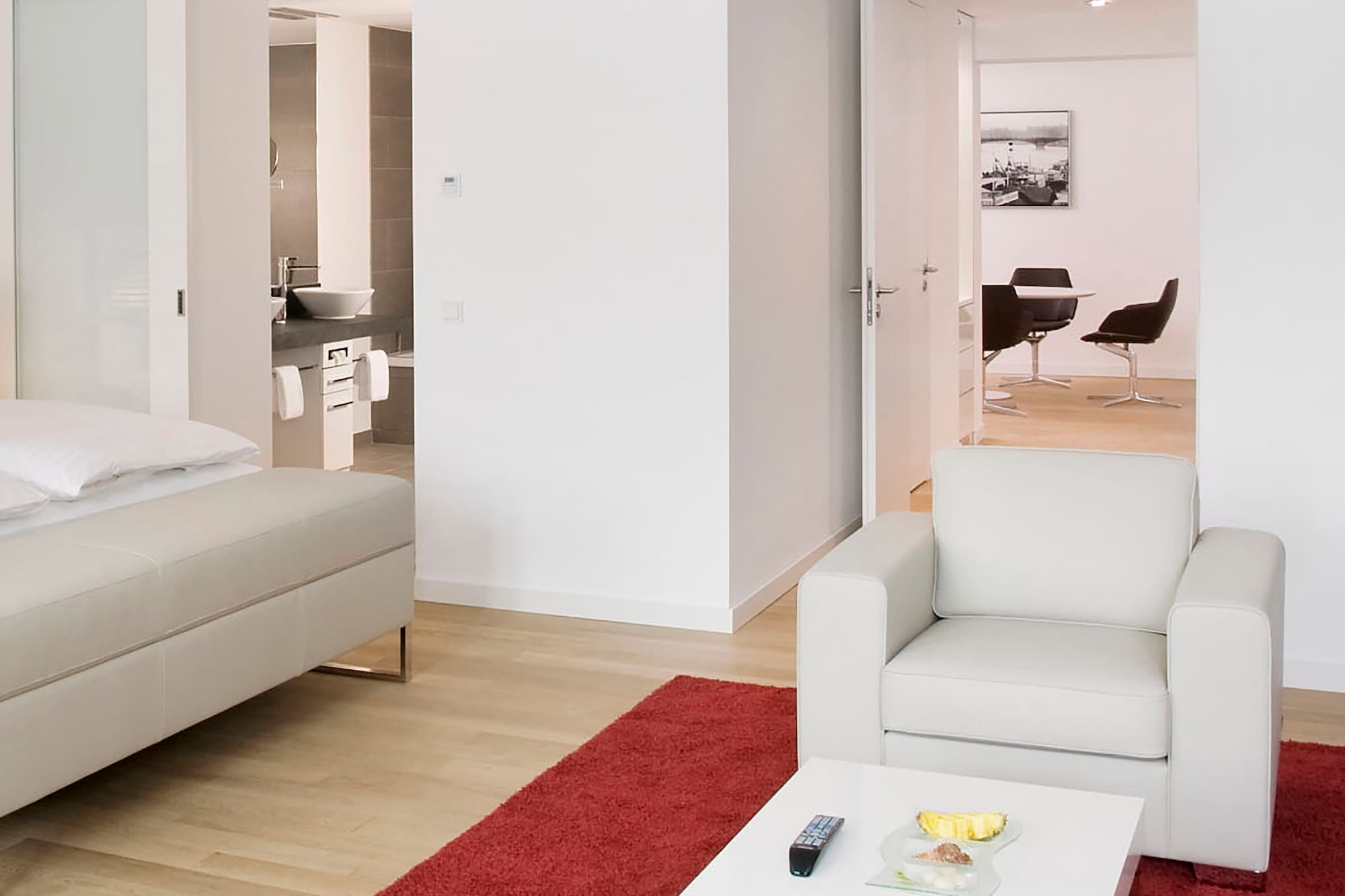 a room with a bed and a couch