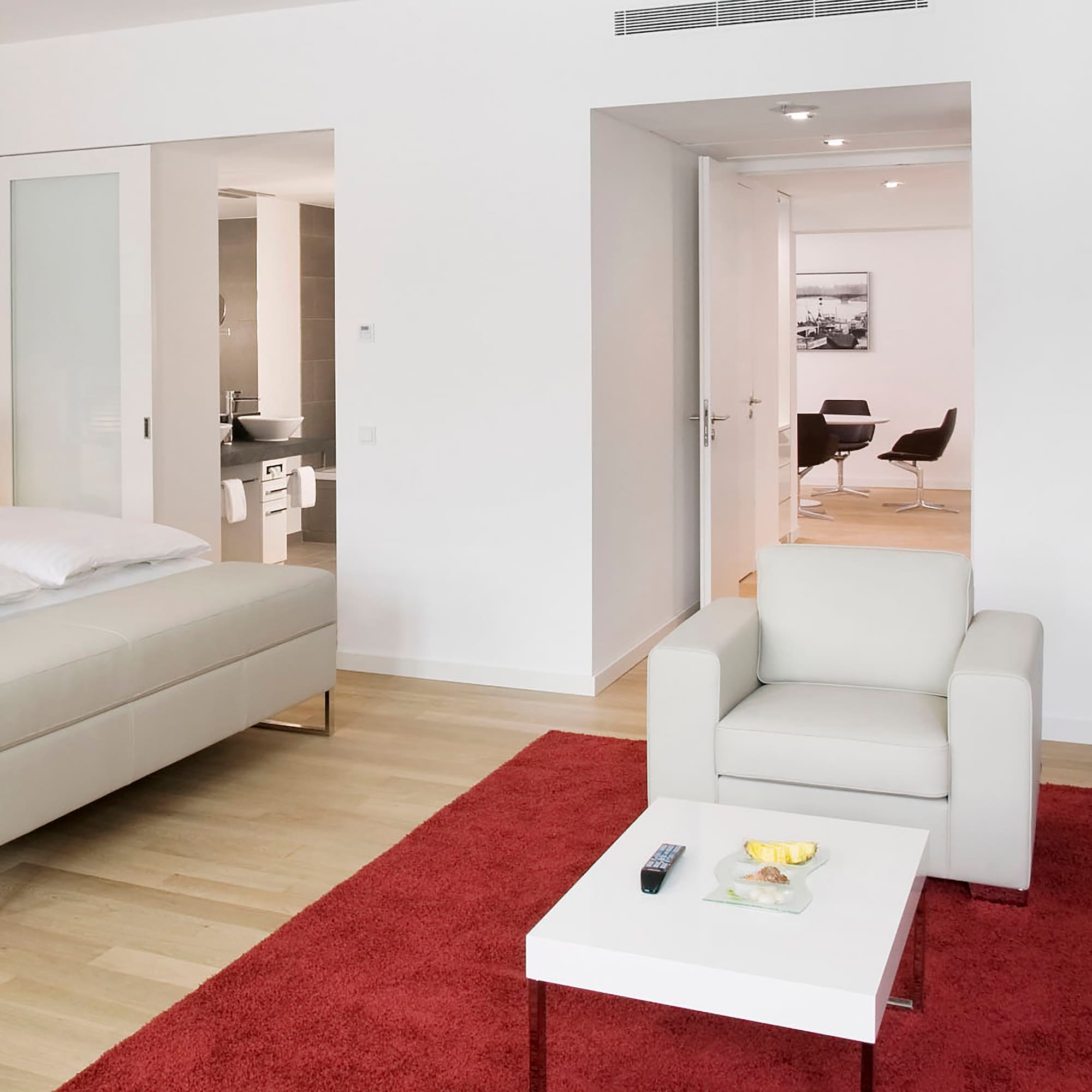 a room with a bed and a couch