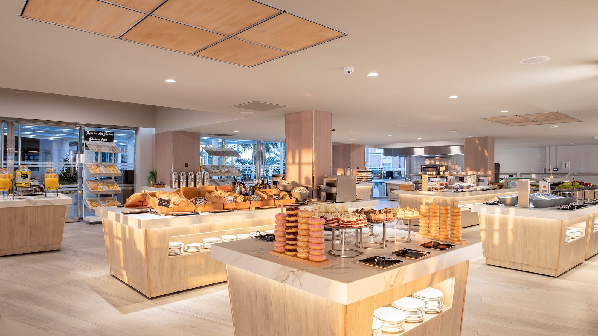 a food buffet in a restaurant