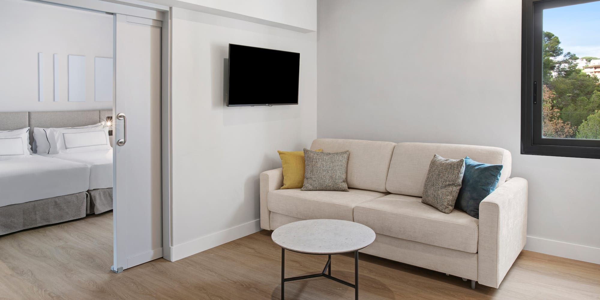 a couch and a table in a room