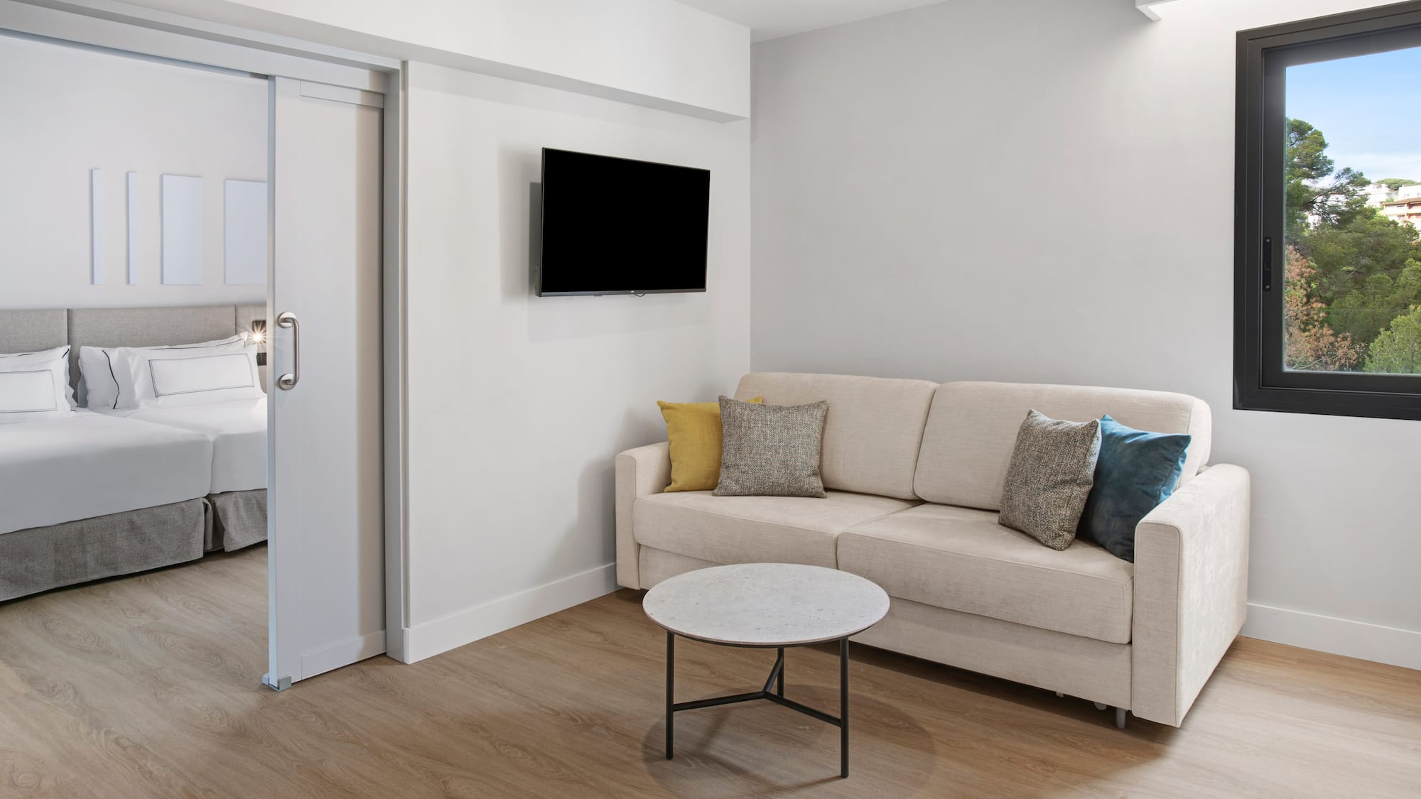 a couch and a table in a room