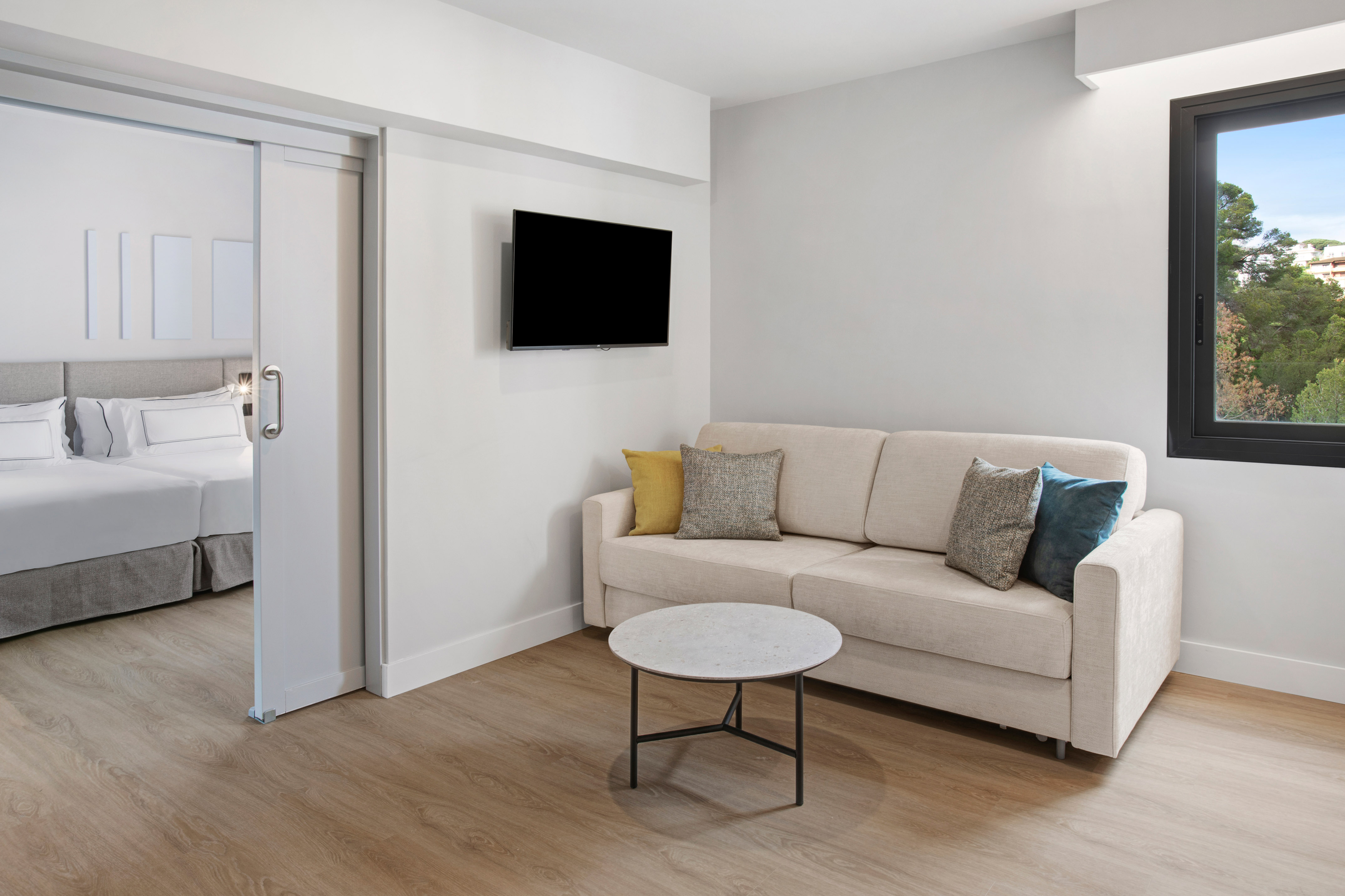 a couch and a table in a room