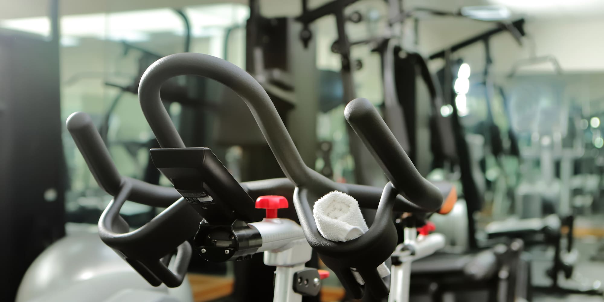 a close up of exercise bikes