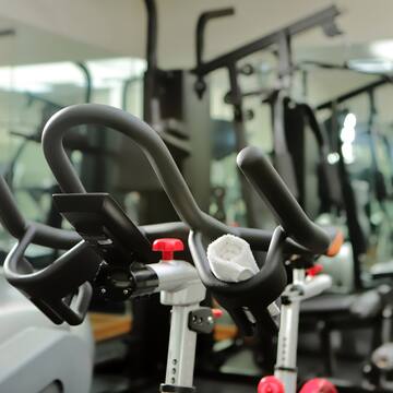 a close up of exercise bikes