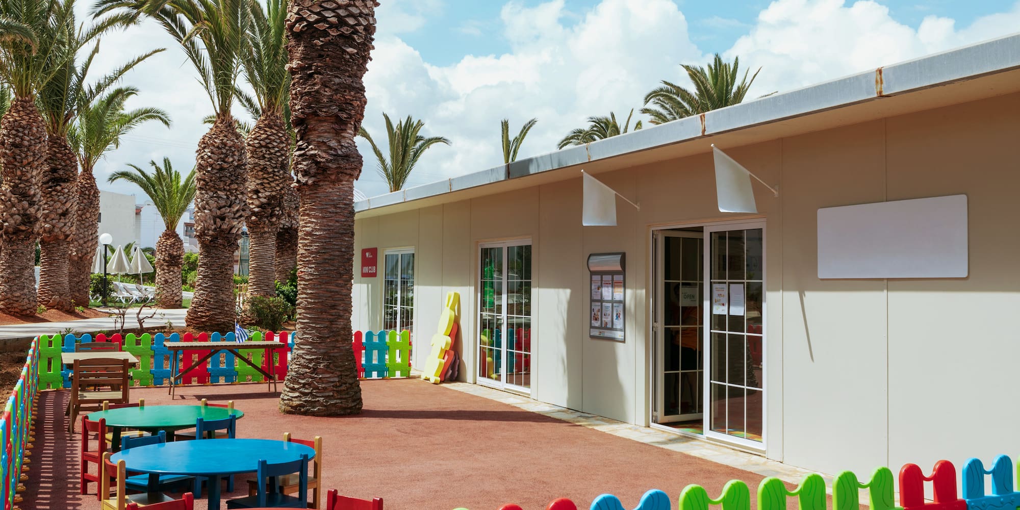 a building with a playground