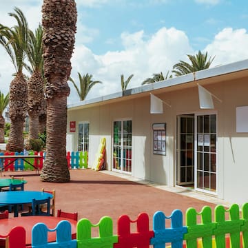 a building with a playground