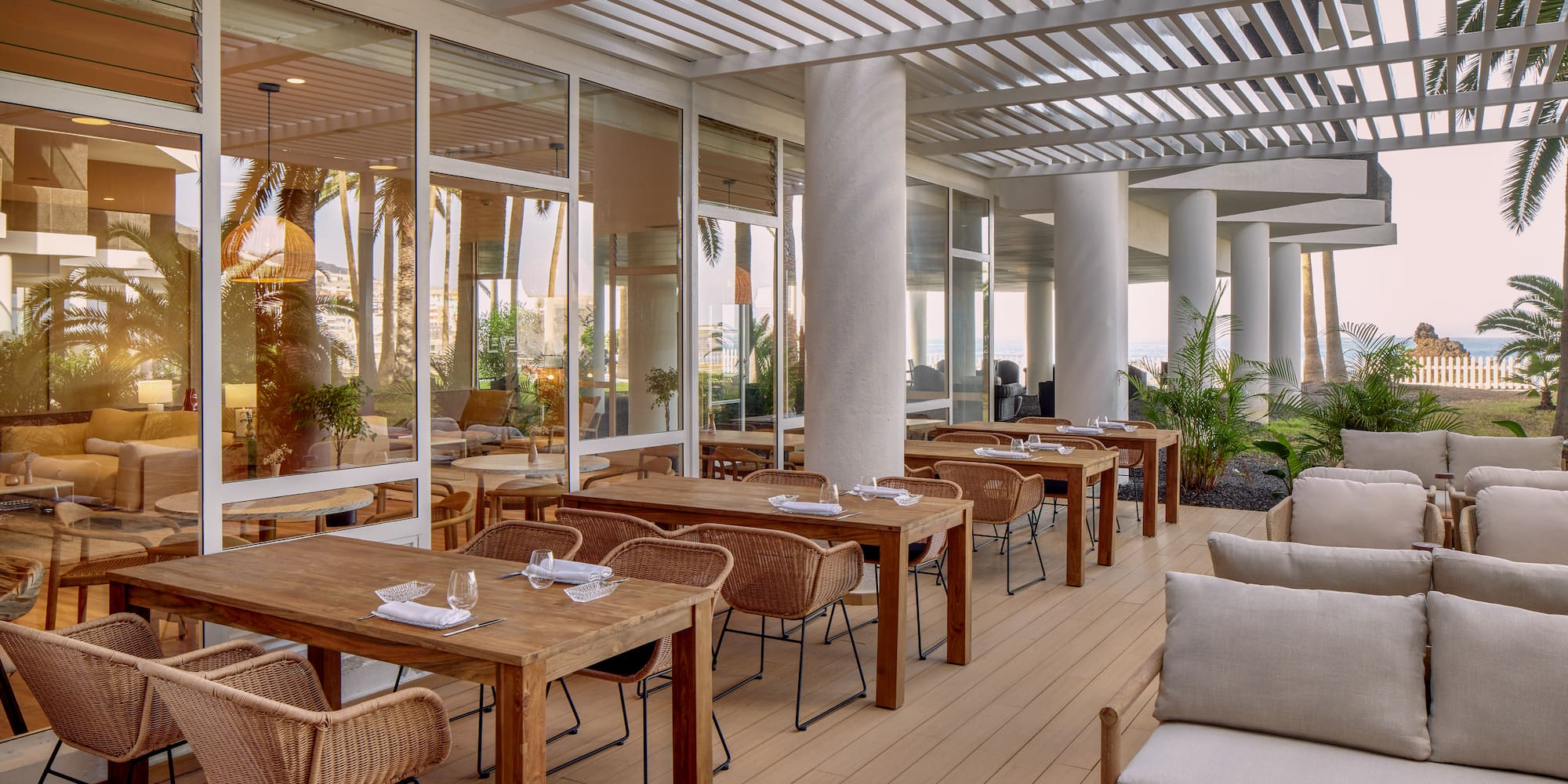 a restaurant with tables and chairs