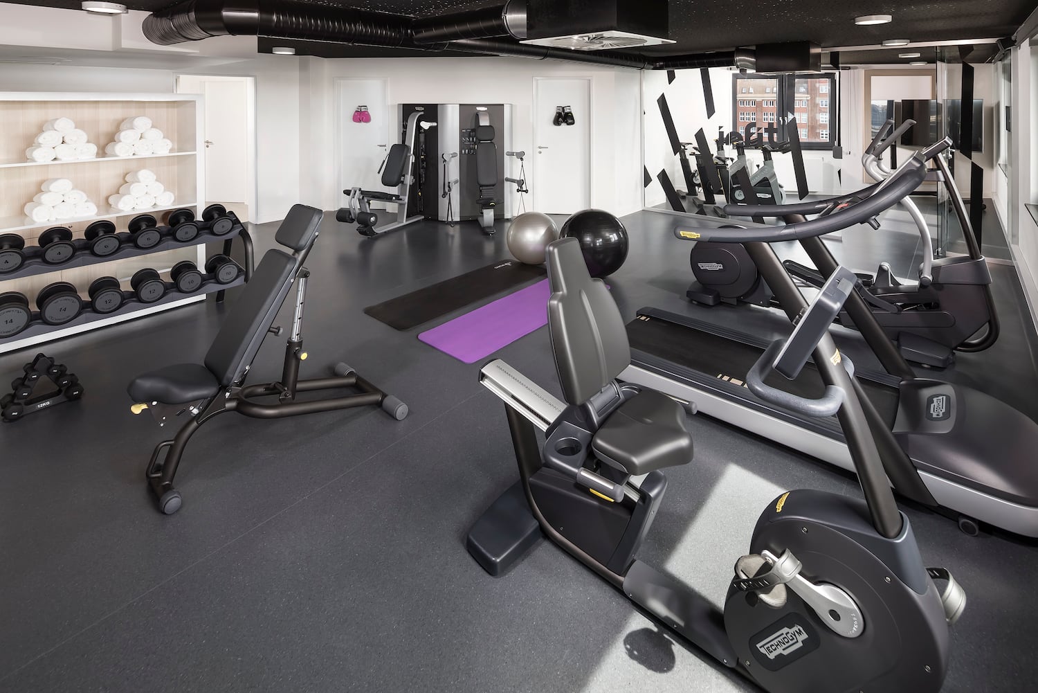 a room with exercise equipment