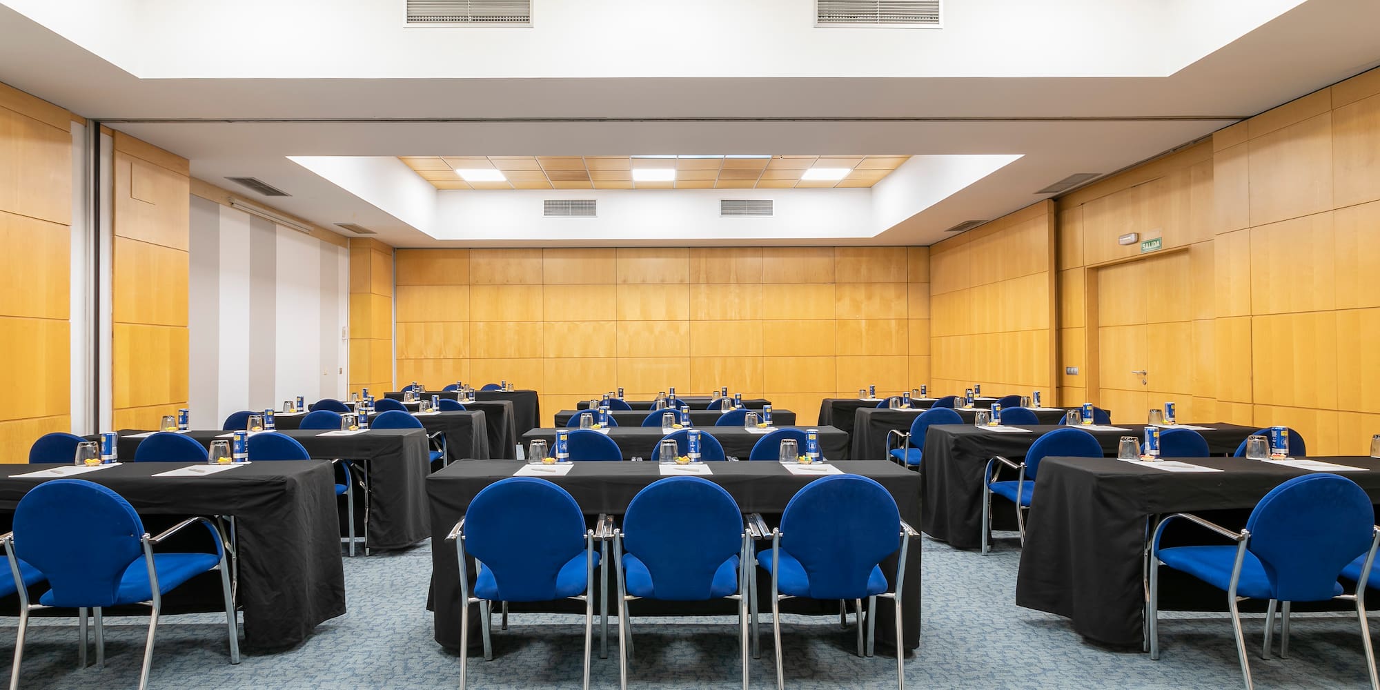 a room with tables and chairs