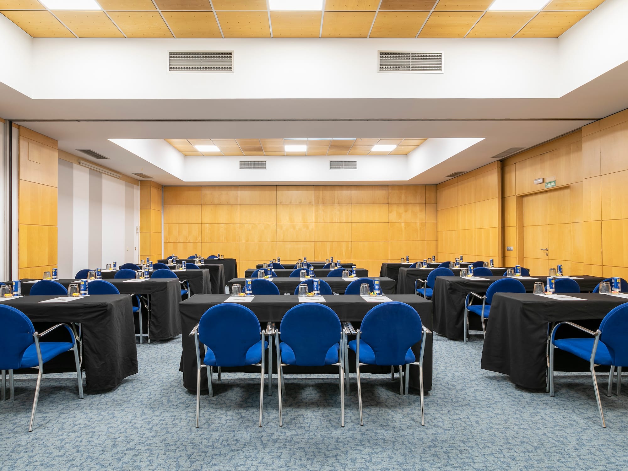 a room with tables and chairs