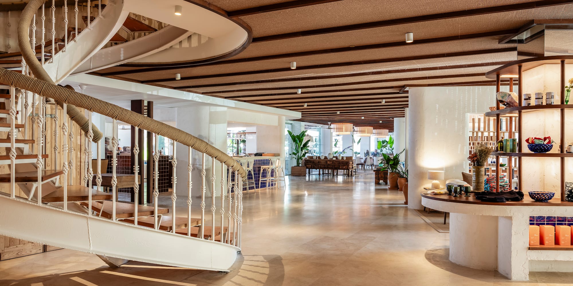 a spiral staircase inside a building