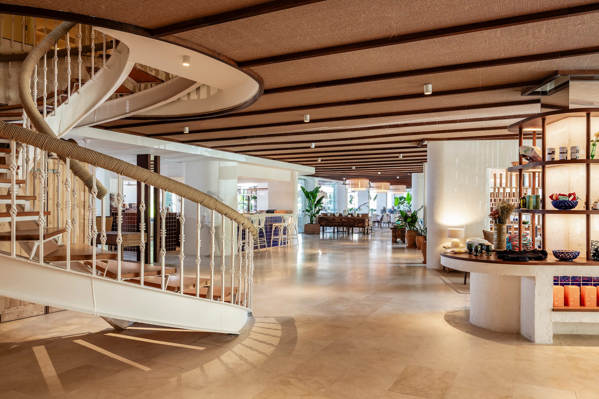 a spiral staircase inside a building