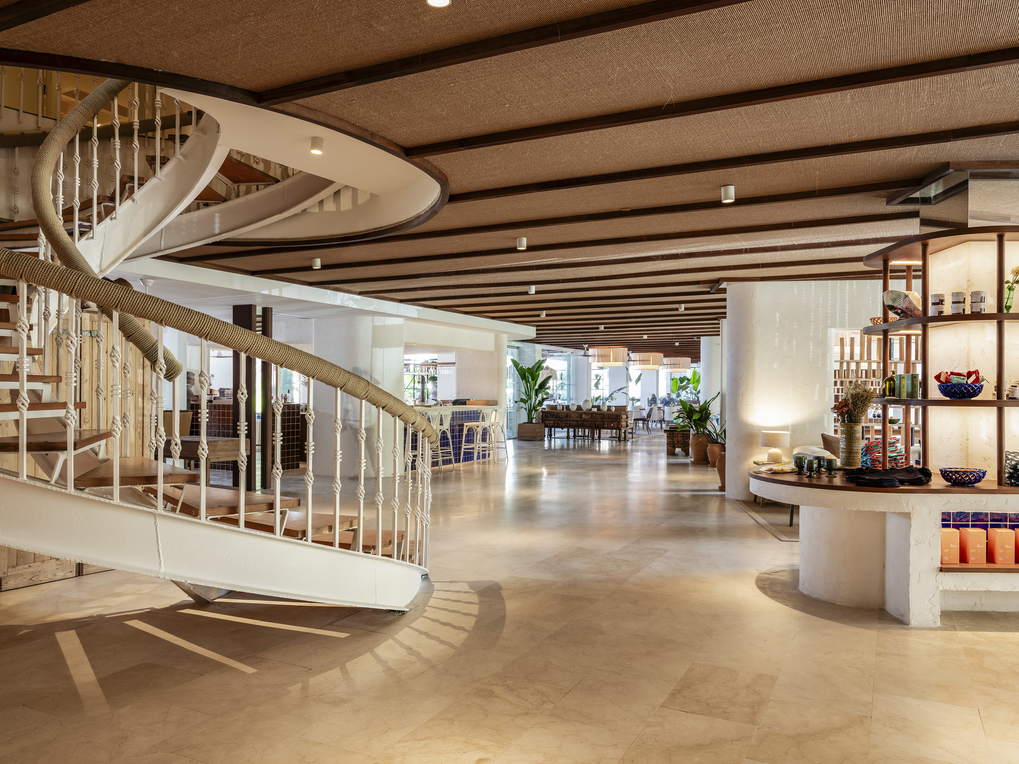 a spiral staircase inside a building