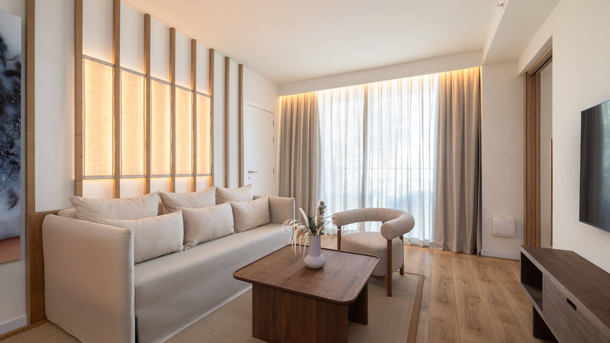 a living room with a couch and a coffee table