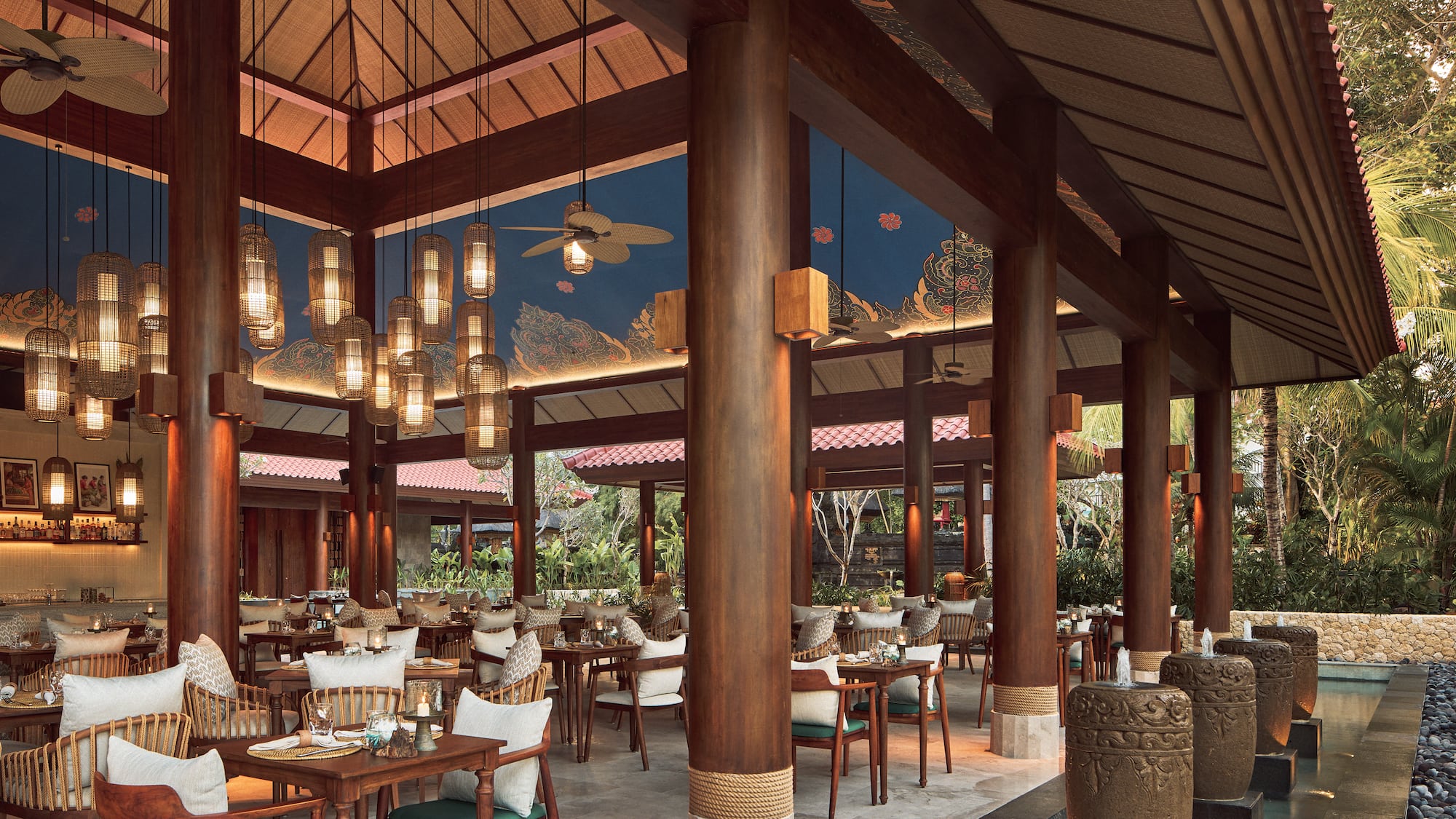 a restaurant with tables and chairs