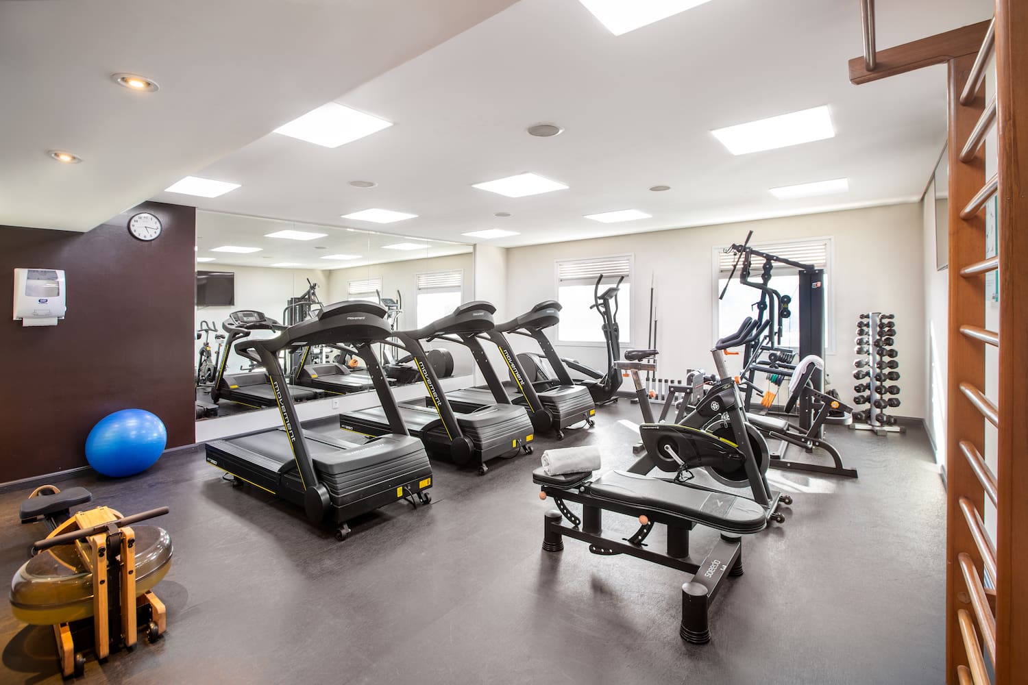 a room with exercise equipment