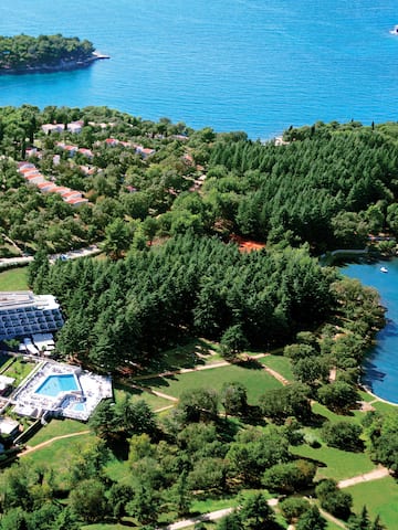 a aerial view of a resort