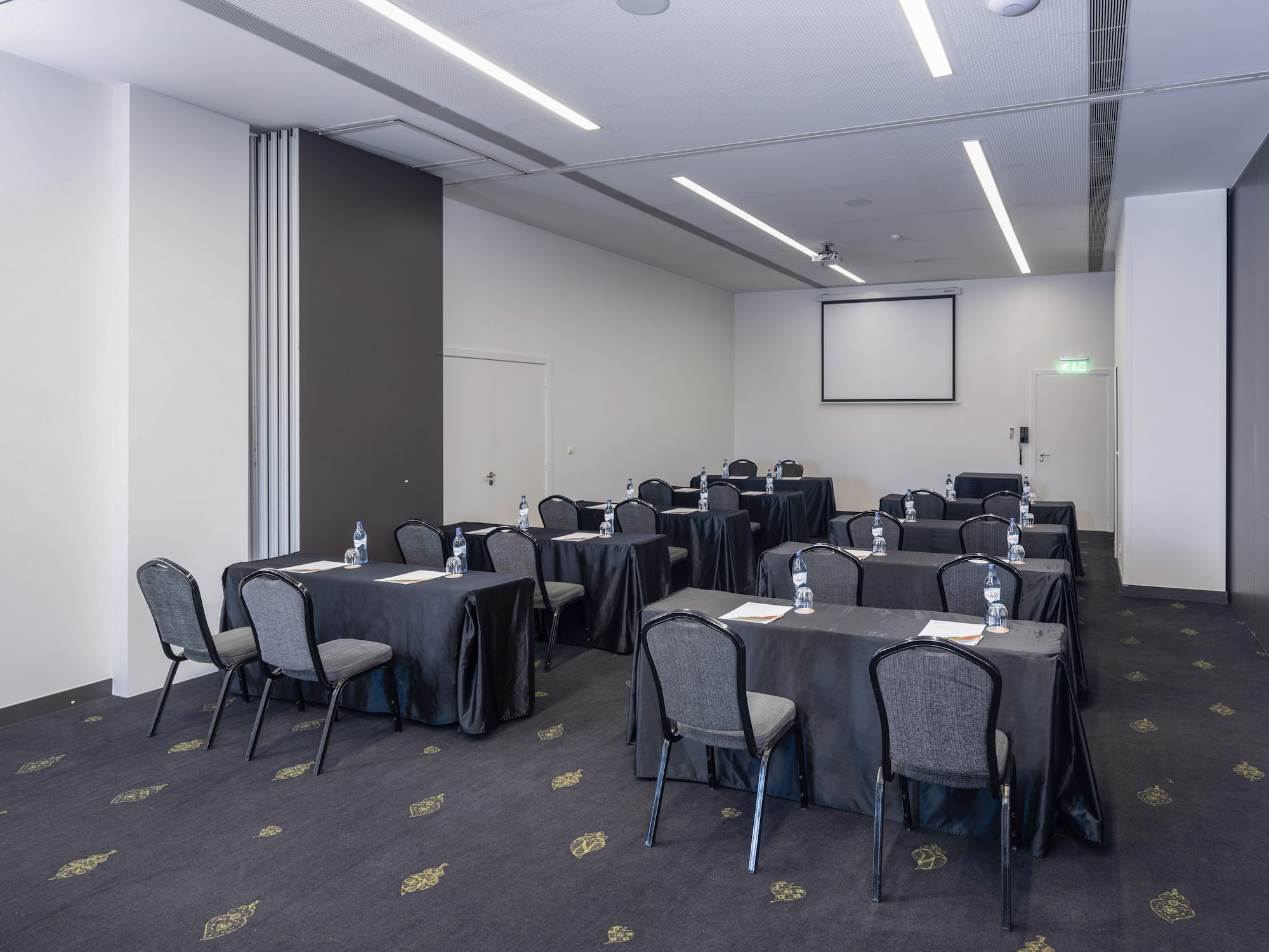 a room with tables and chairs
