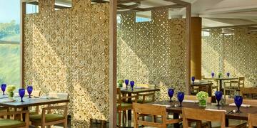 a room with tables and chairs