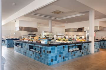 a kitchen with food on the counter