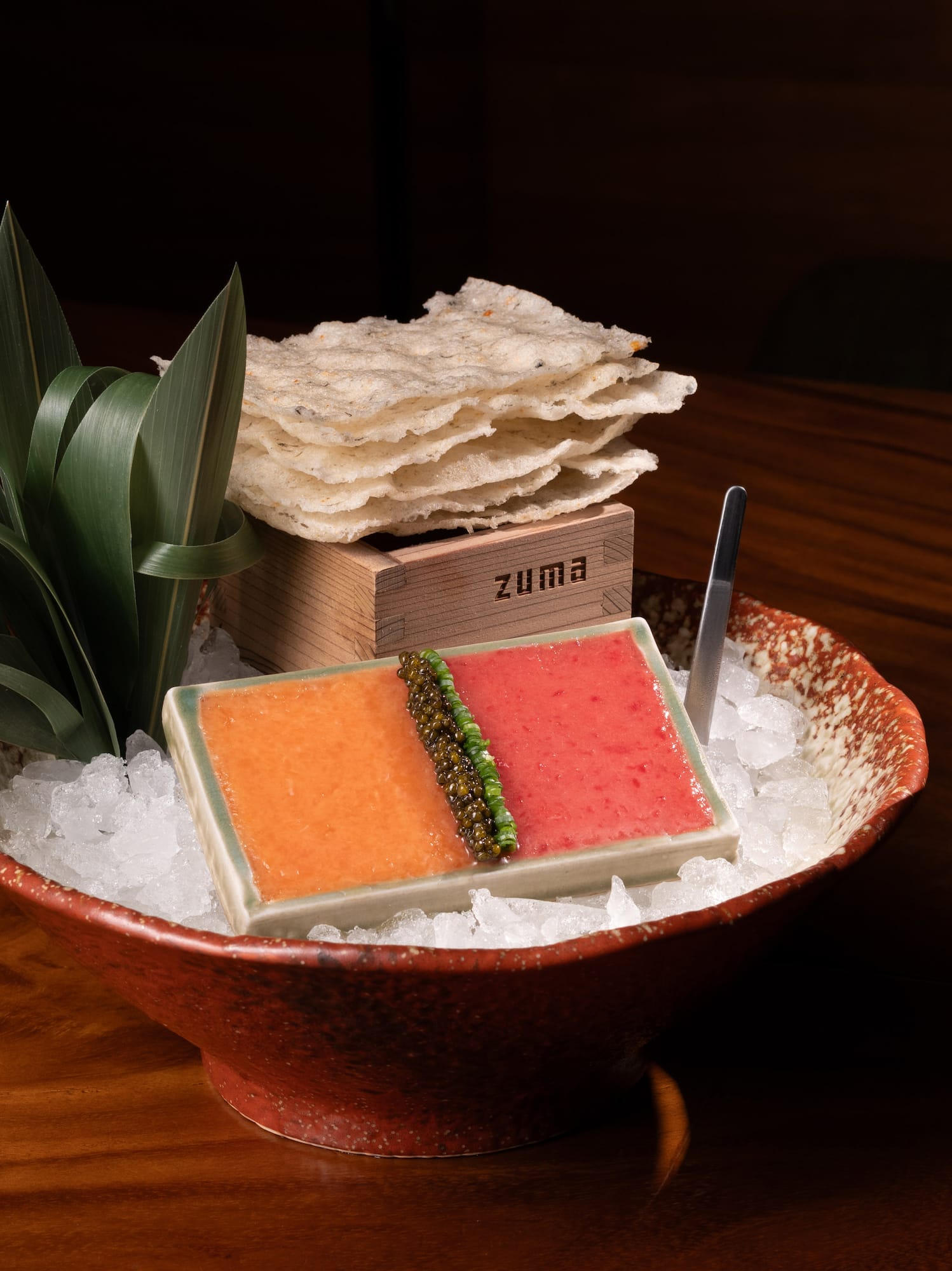 a bowl of food on ice