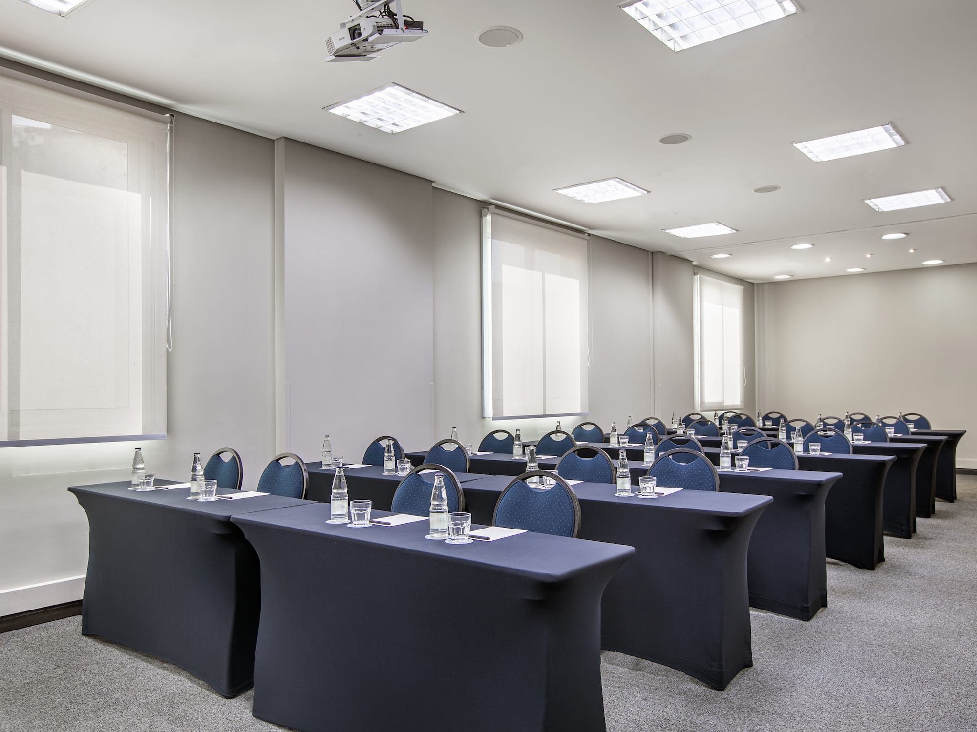 a room with tables and chairs
