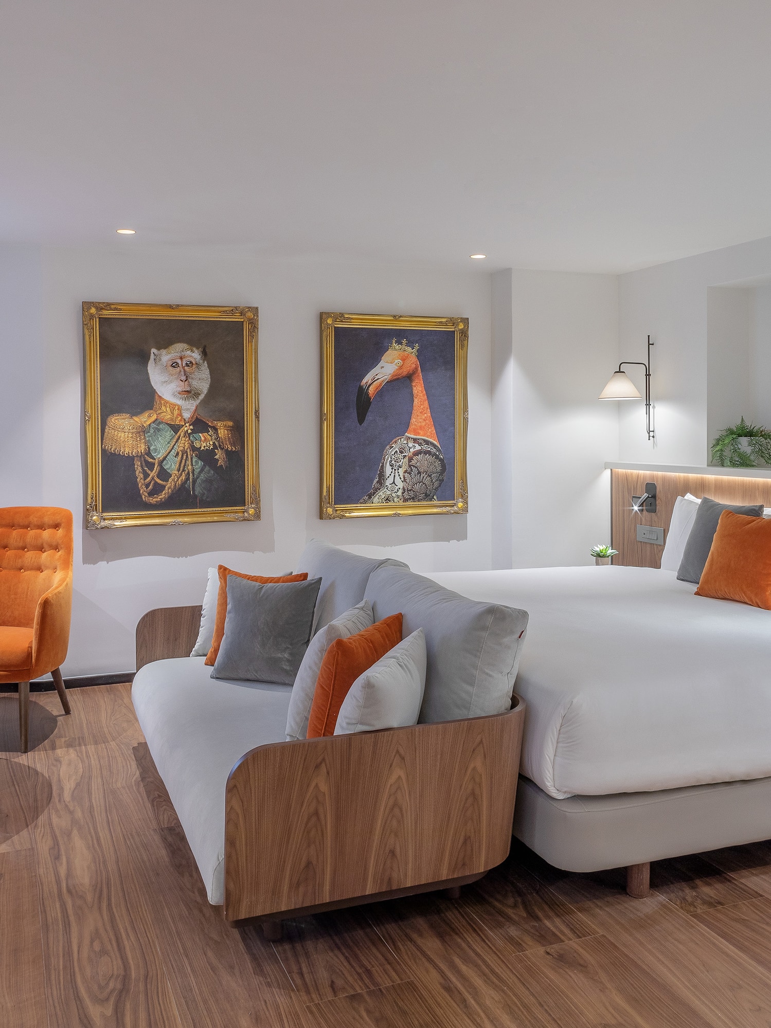 a room with a bed and a chair