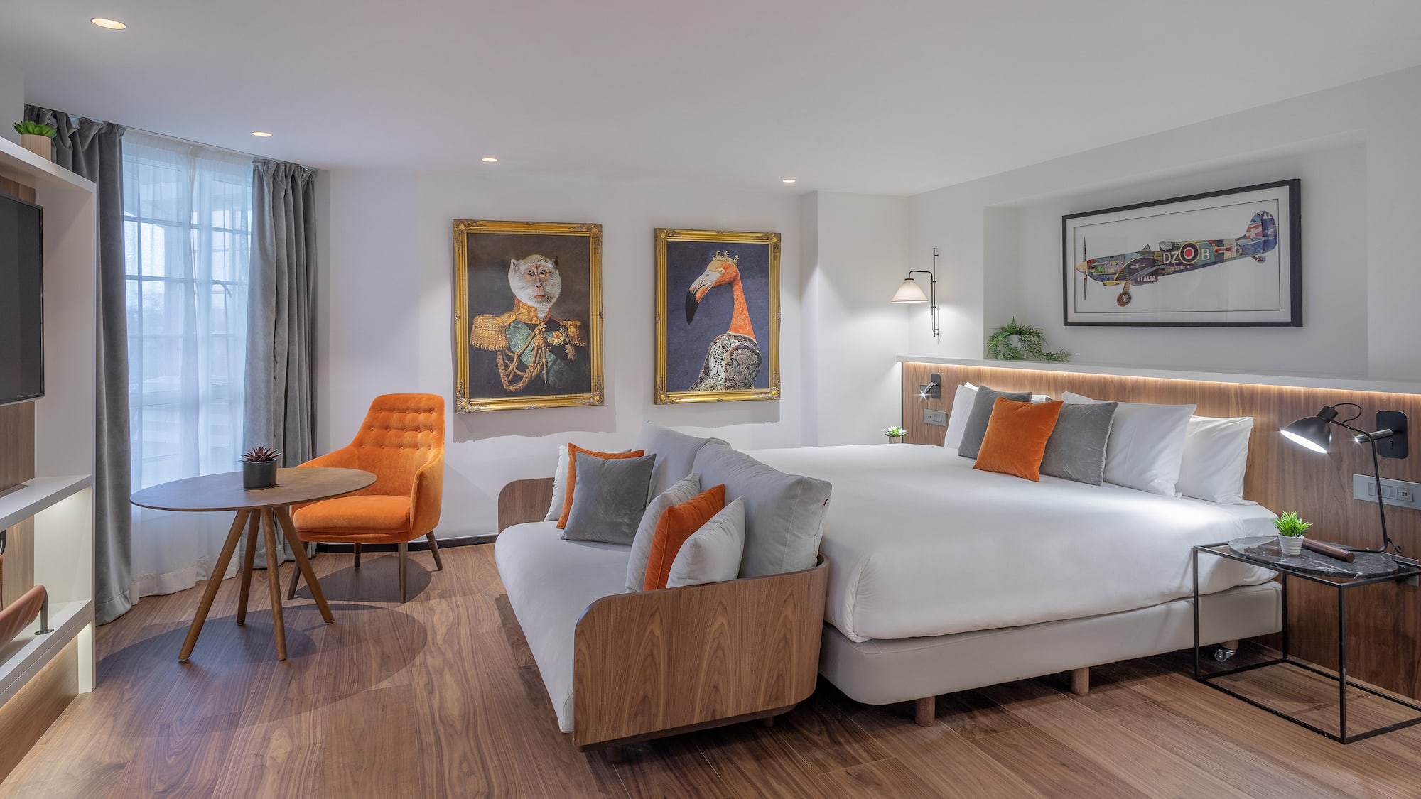 a room with a bed and a chair