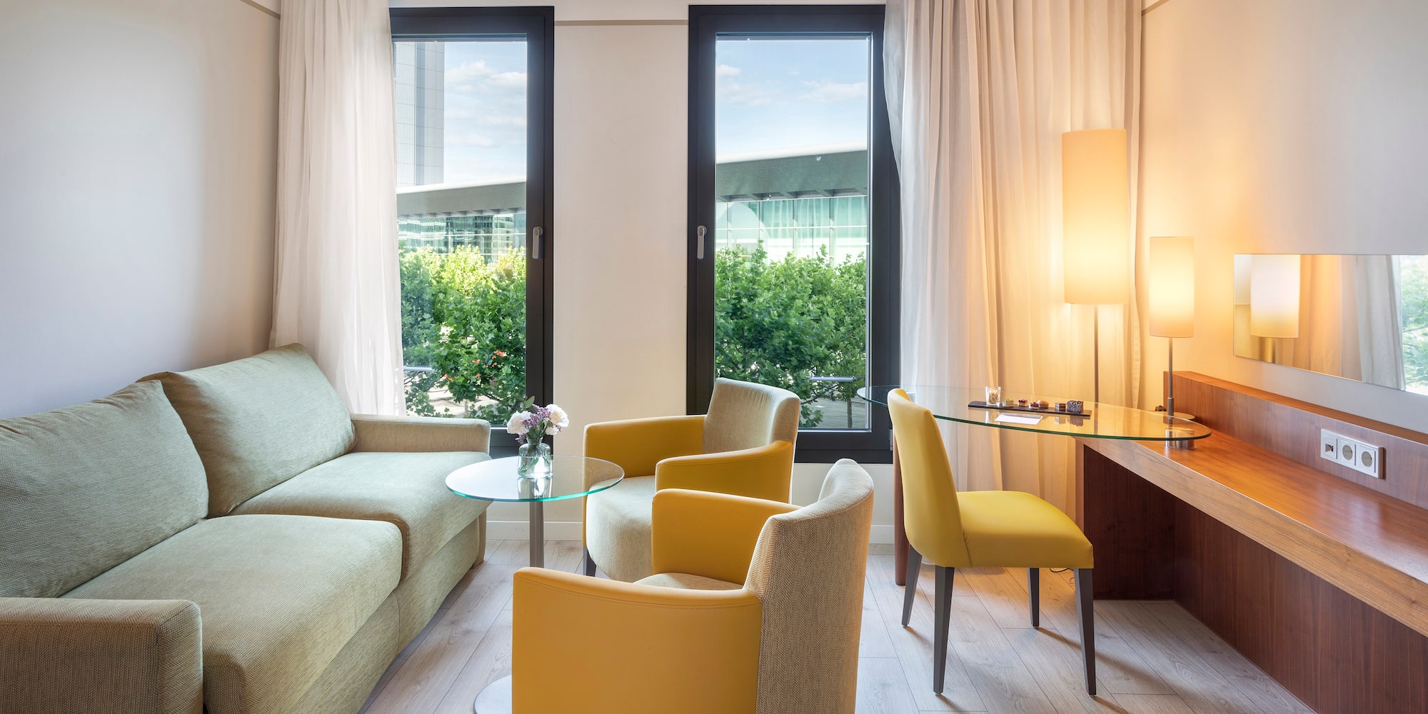 a room with a couch and a table