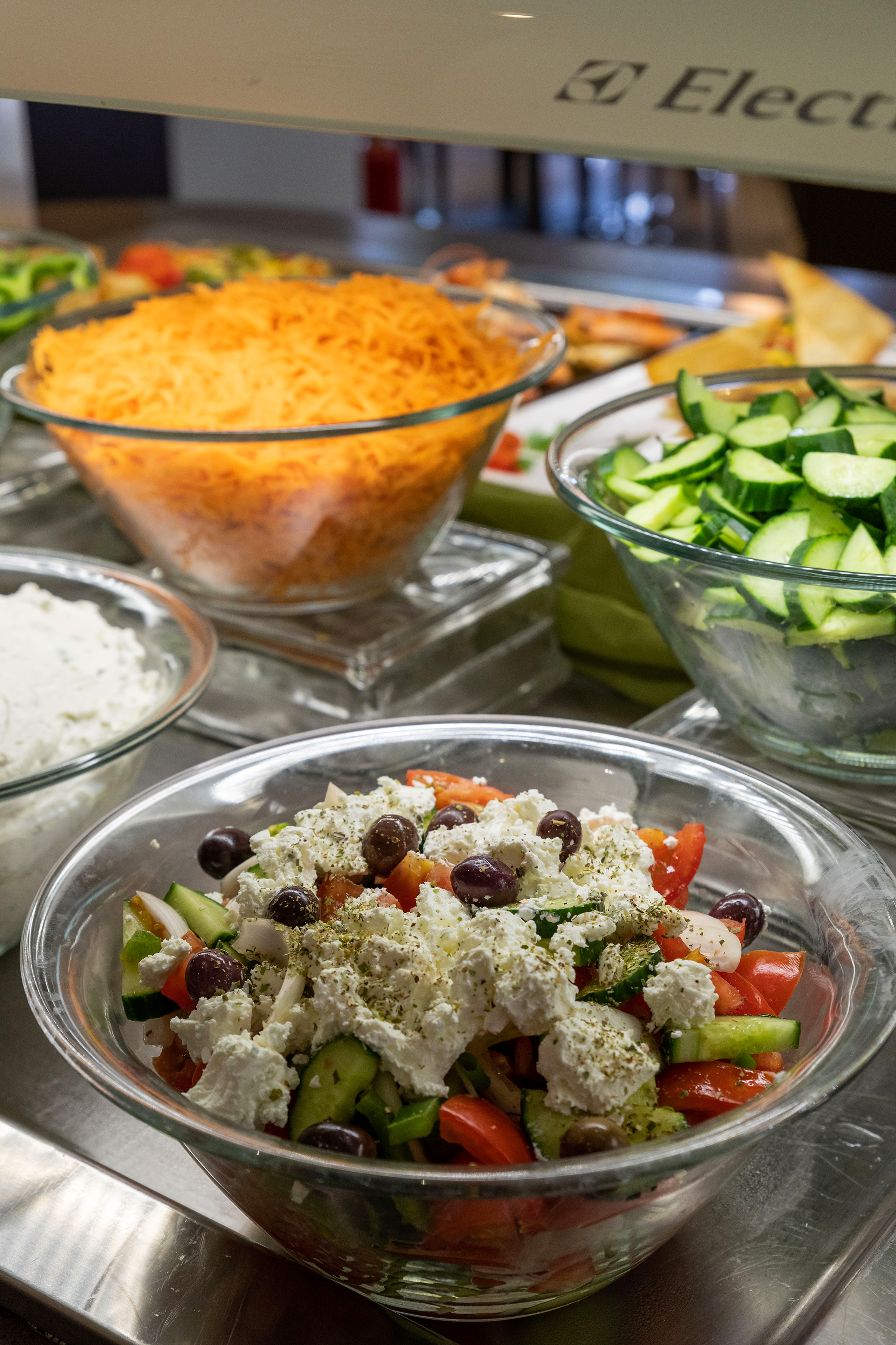 a group of bowls of food