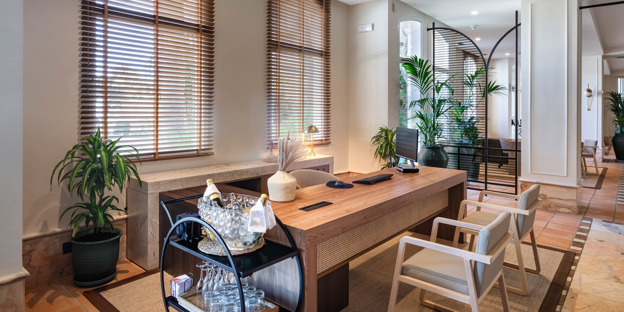 a table with fruit in glasses