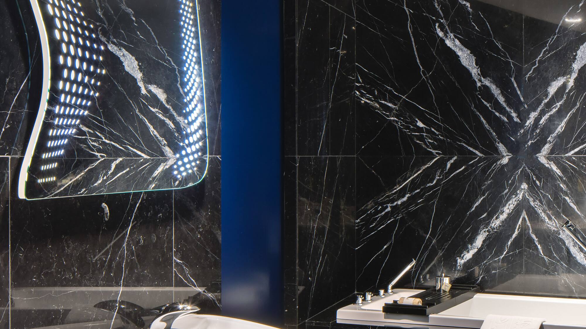 a bathroom with a bathtub and sink