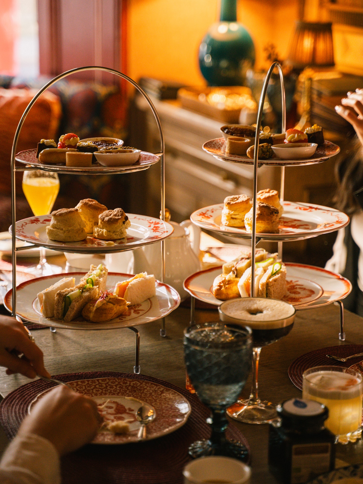 a group of food on plates