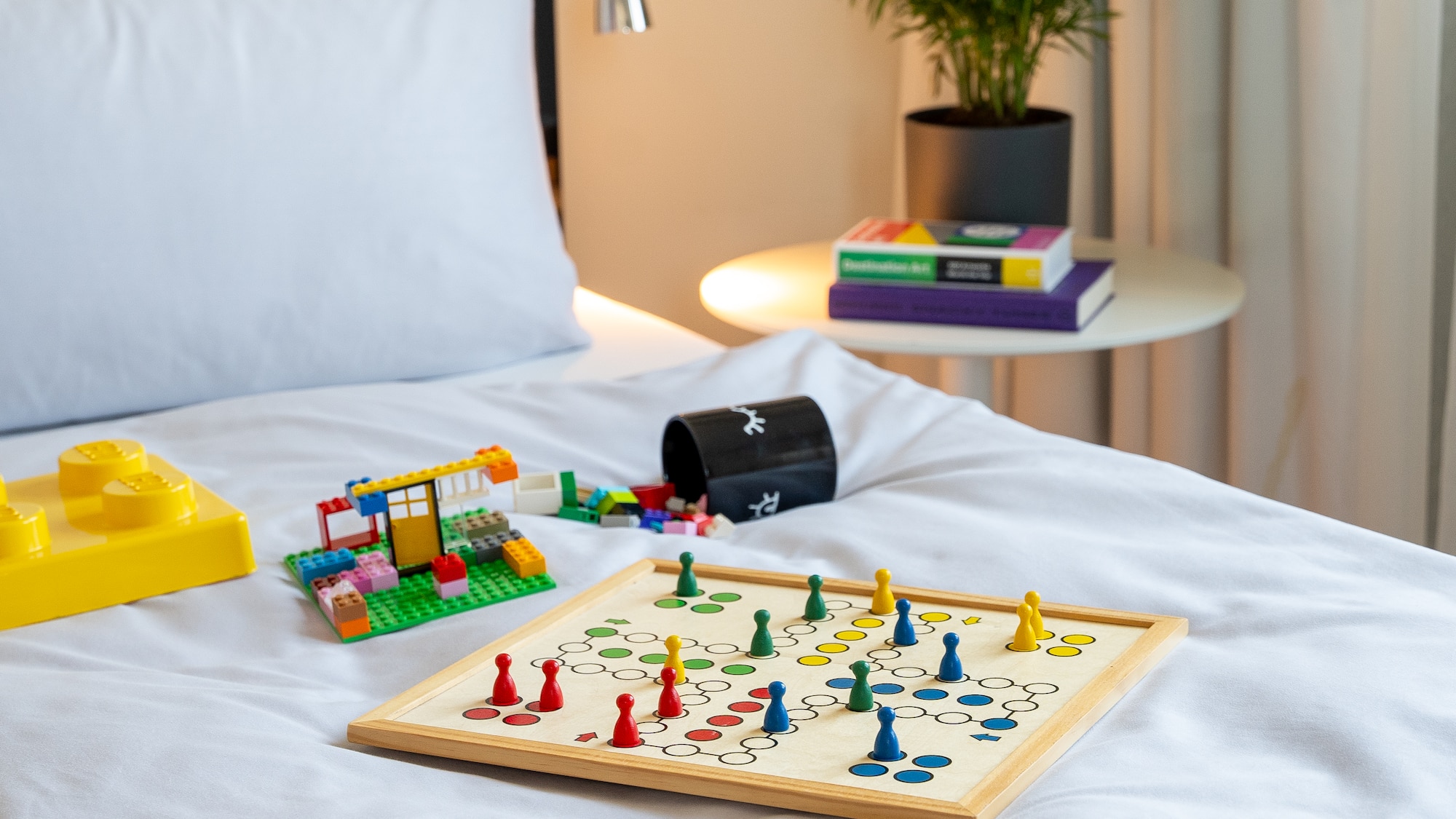 a board game on a bed