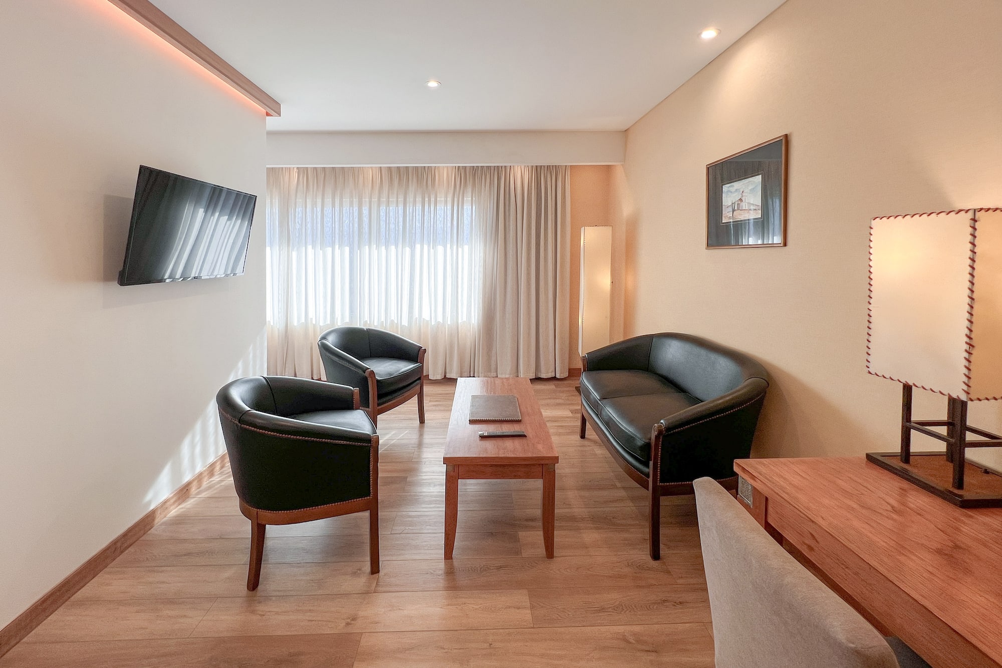 a room with a couch and a table