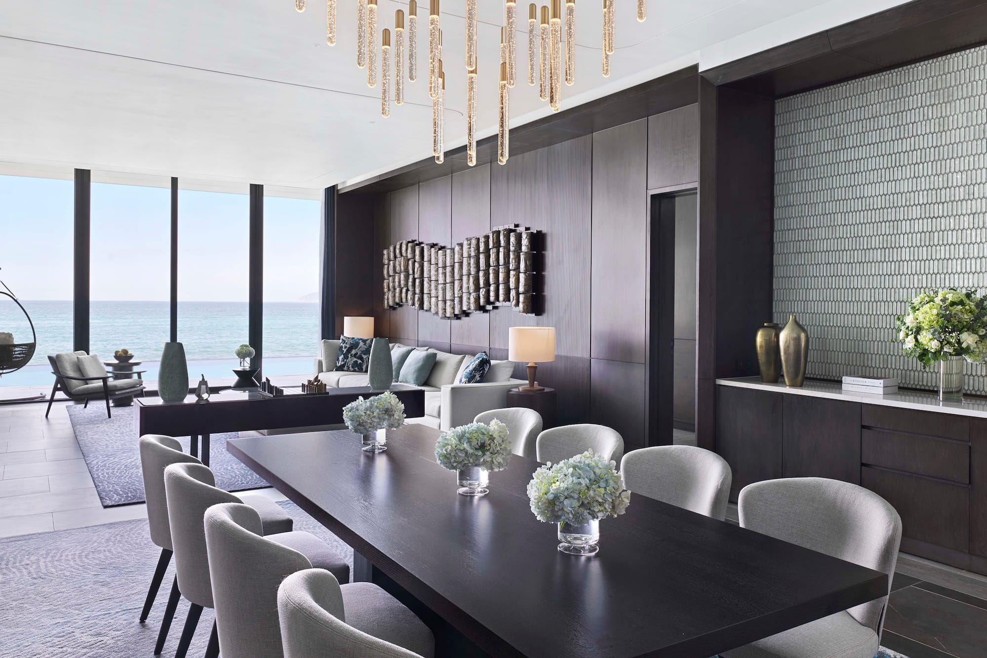 a room with a table and chairs