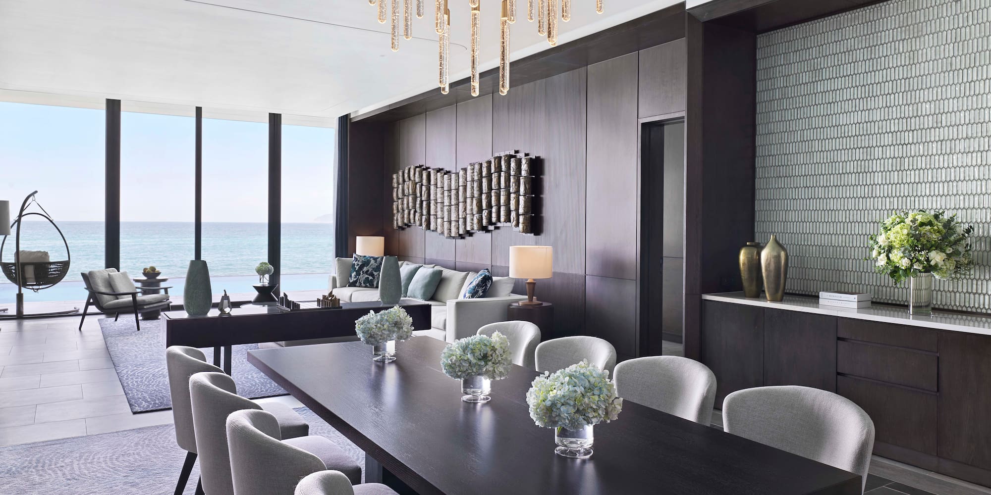 a room with a table and chairs