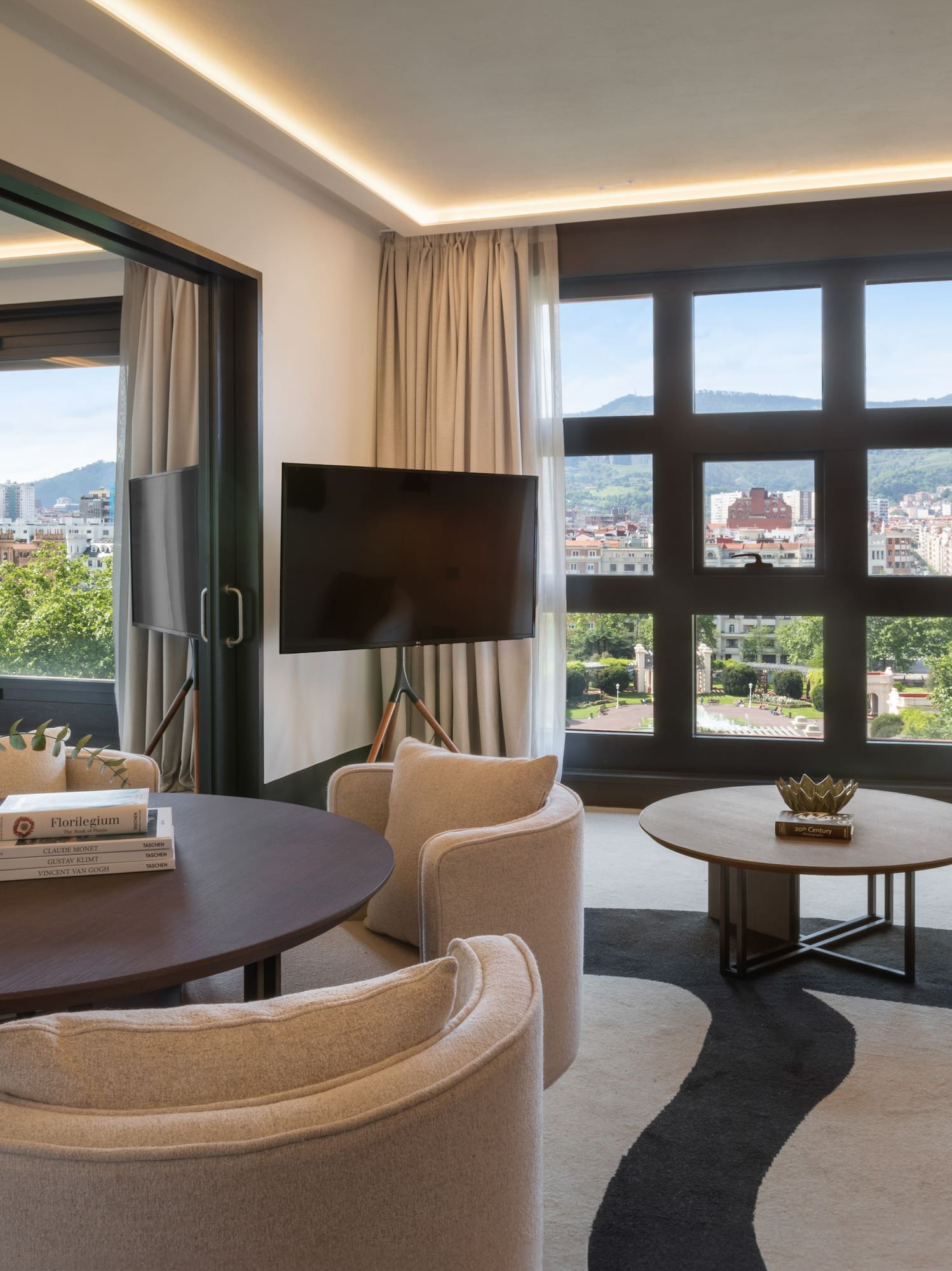 a room with a television and a couch