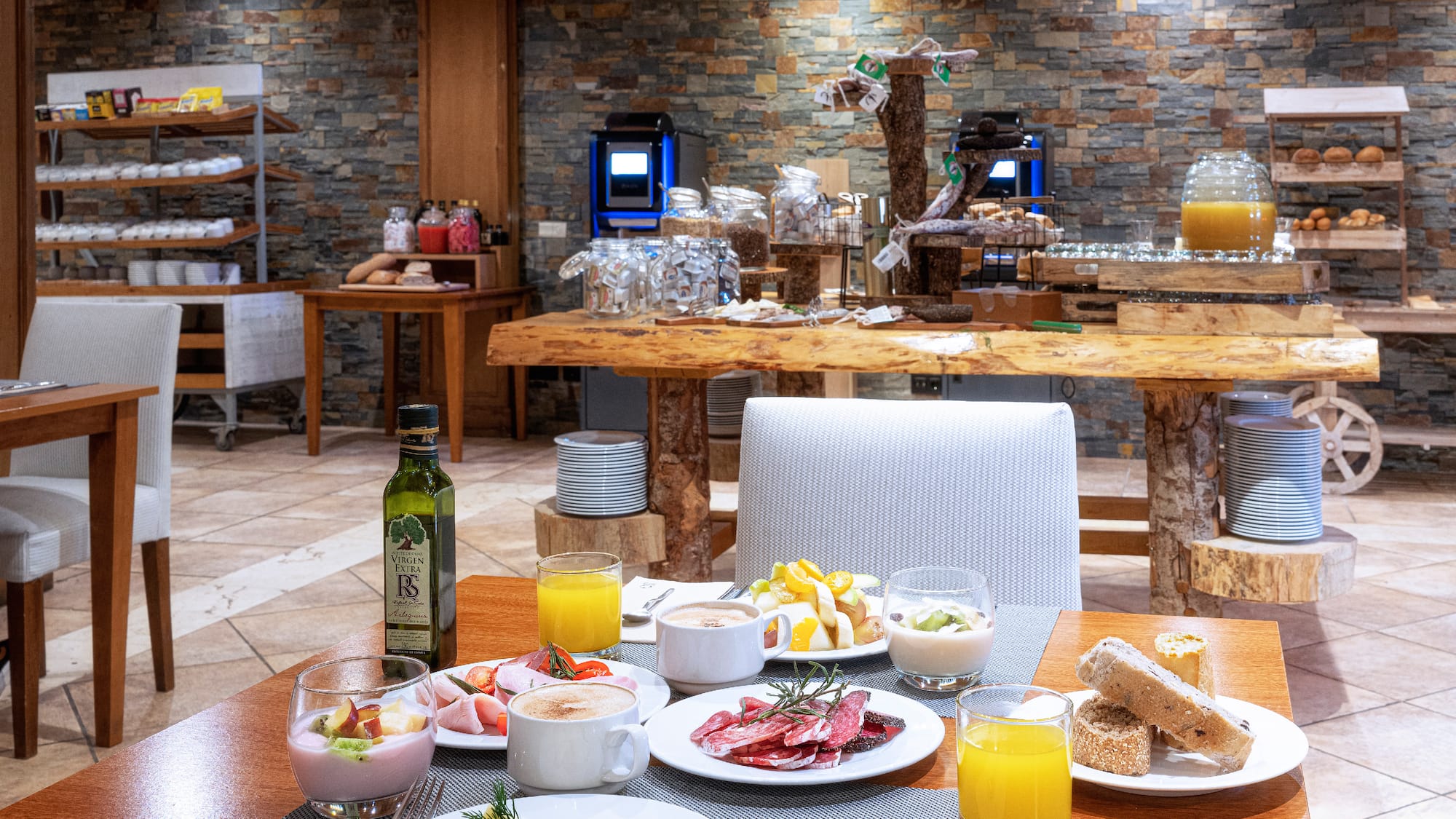 a table with food on it