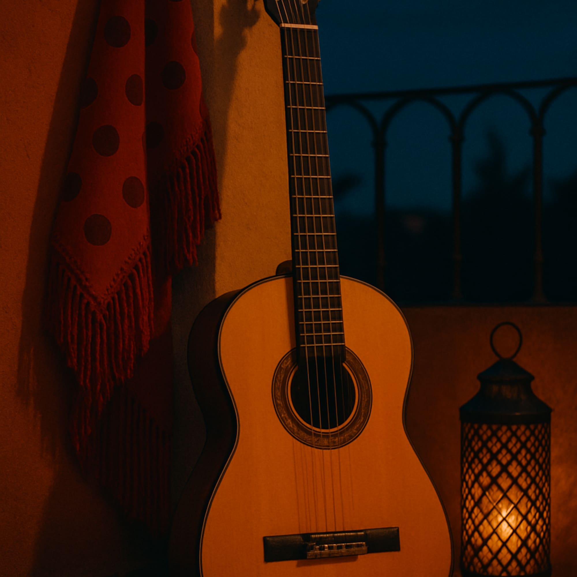 a guitar leaning against a wall