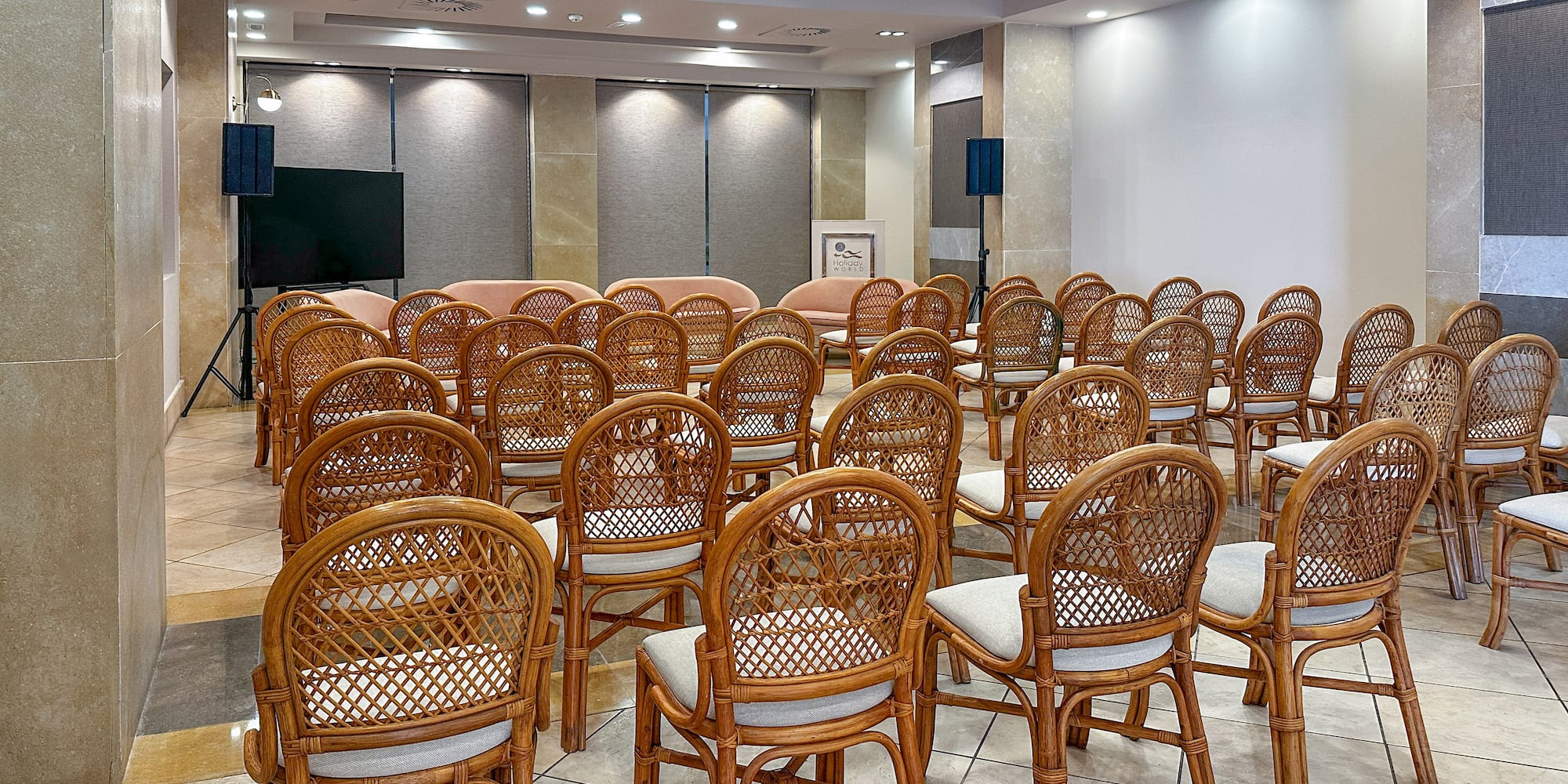 a room with many chairs